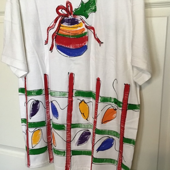 NWT vintage 1995 Hand painted Christmas T-shirt - Picture 6 of 12